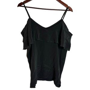 Chaser Faded Black Off The Shoulder Ruffle Detail Faded Black Retro Top Medium M